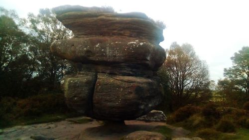 Close-up of rock against sky