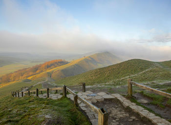 Scenic view of landscape against cloudy sky