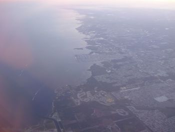 Aerial shot of sea and landscape