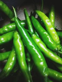 Full frame shot of green chili peppers