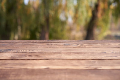 Surface level of wooden table