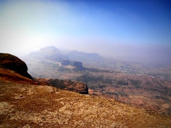 Scenic view of mountains against clear sky