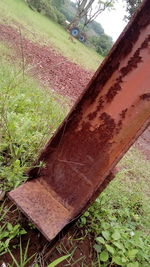 High angle view of abandoned field