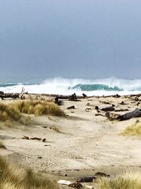 Scenic view of beach against sky