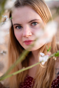 Close-up portrait of a beautiful young woman