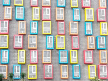 Full frame shot of multi colored residential building