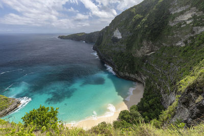 High angle view of sea against sky