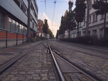 Railroad tracks in city