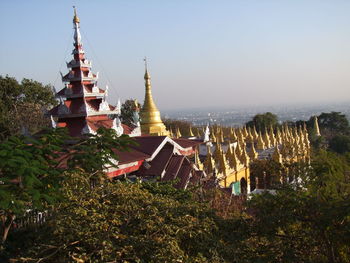 View of pagoda against clear sky