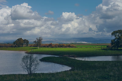 Scenic view of lake against sky