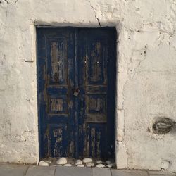 Closed door of old building