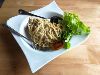 High angle view of meal served in plate