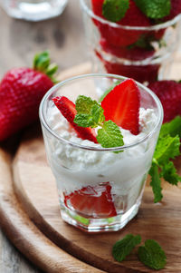 Close-up of strawberry fruit on table