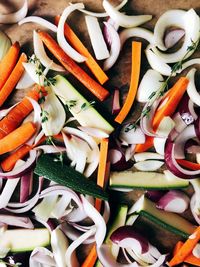 Full frame shot of chopped vegetables