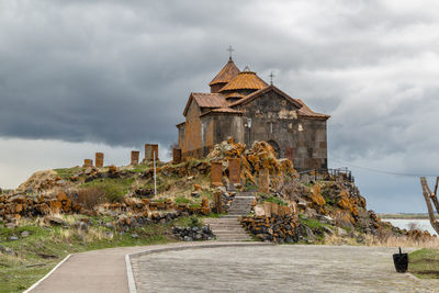 Hayravank monastery on coast of sevan lake in armenia