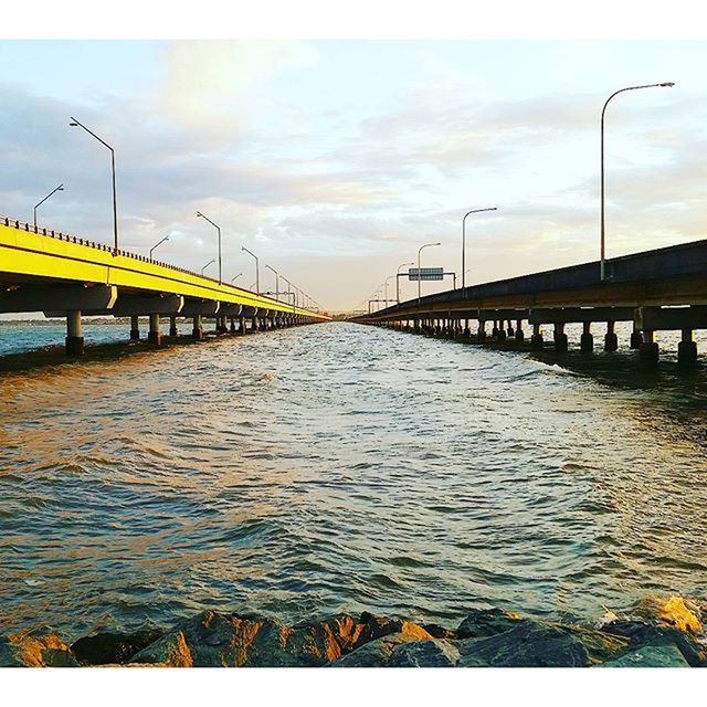 water, sky, sea, pier, cloud - sky, sunset, railing, transportation, the way forward, diminishing perspective, cloudy, rippled, street light, nature, scenics, tranquility, beauty in nature, cloud, river, built structure