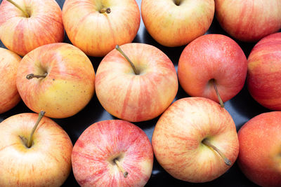 Full frame shot of apples for sale at market stall