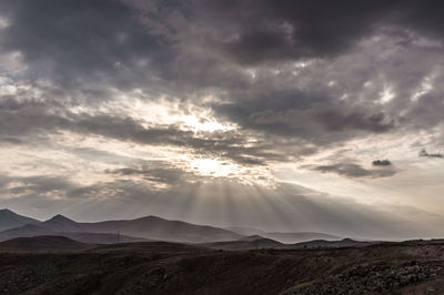 Scenic view of landscape against sky during sunset