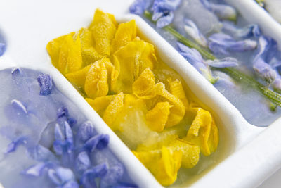 High angle view of lemon in bowl