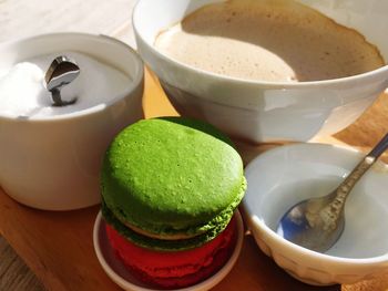 Close-up of dessert in bowl on table