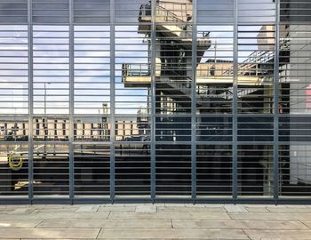 Building seen through glass window