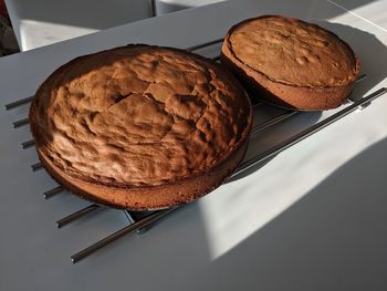 High angle view of dessert in plate on table