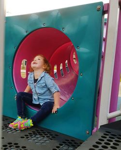 Boy playing in playground