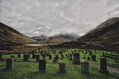 Cemetery against sky