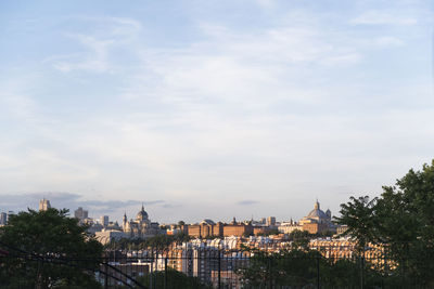 High angle view of city against sky