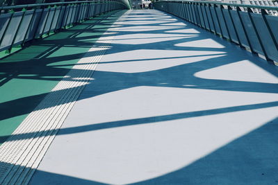 High angle view of zebra crossing on footpath