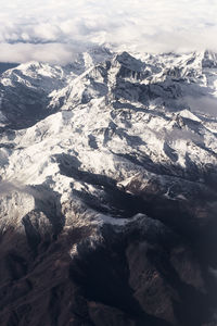 Aerial view of snow covered landscape