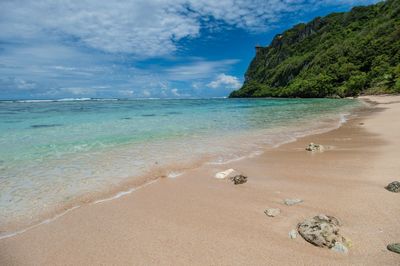 Scenic view of beach against sky