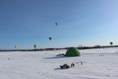 Scenic view of hot air balloon against sky