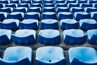 Full frame shot of empty bleachers at stadium