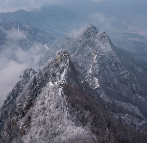 High angle view of snowcapped mountain