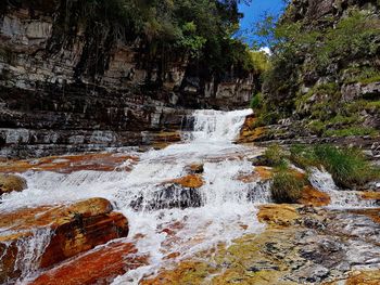 Scenic view of waterfall