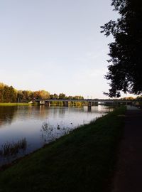 Scenic view of lake against clear sky