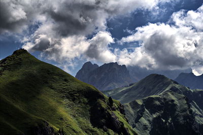 Low angle view of mountains against sky