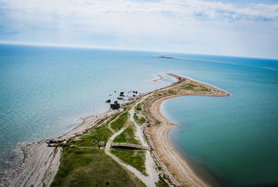 High angle view of sea against sky