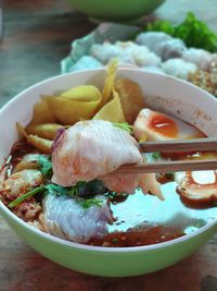 Close-up of meal served in bowl