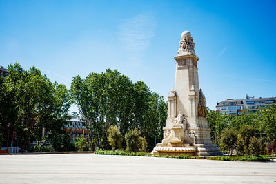 Low angle view of statue against sky