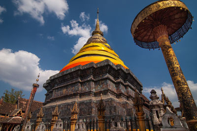 Low angle view of traditional building against sky
