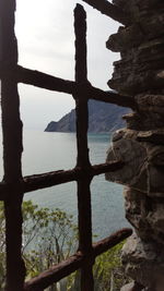 Scenic view of sea seen through rocks