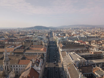 High angle view of buildings in city