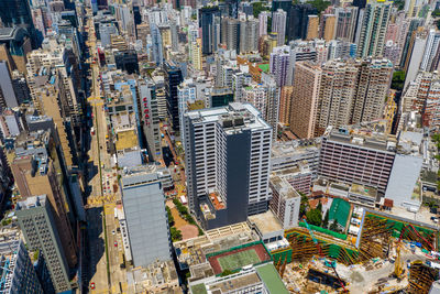 Aerial view of modern buildings in city