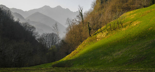 Scenic view of mountains against sky