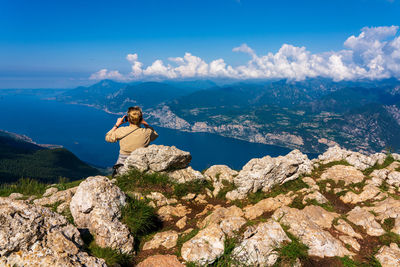 Panoramic view from monte baldo on lake garda near malcesine in italy.