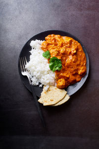 Paneer tikka masala served with basmati rice