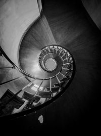 High angle view of spiral staircase