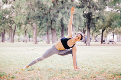 Woman exercising at park